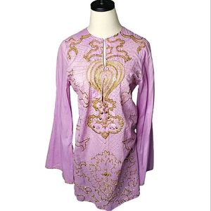 Casting Bali Beaded Sequin Embelished Embroidered Exotic Beachy Boho Tunic Top S
